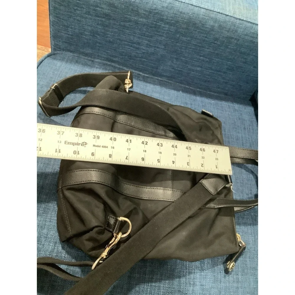 Henri Bendel Small Jetsetter Backpack Black Canvas Gold Hardware